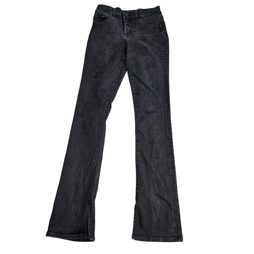 Express Skyscraper Mid Rise Bootcut Jeans Womens 2R Gray Charcoal Stretch Denim